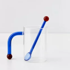 GigiandTom Bauhaus Glass Tumbler & Stirrer Blue