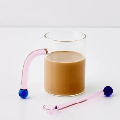 GigiandTom Bauhaus Glass Tumbler & Stirrer Pink