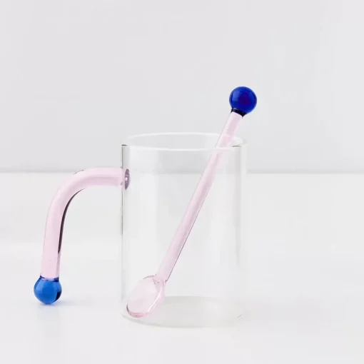GigiandTom Bauhaus Glass Tumbler & Stirrer Pink