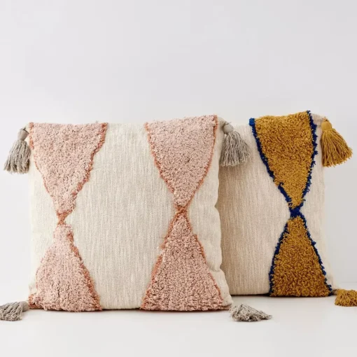 GigiandTom Boho Cotton Cushion With Insert Nude/Beige