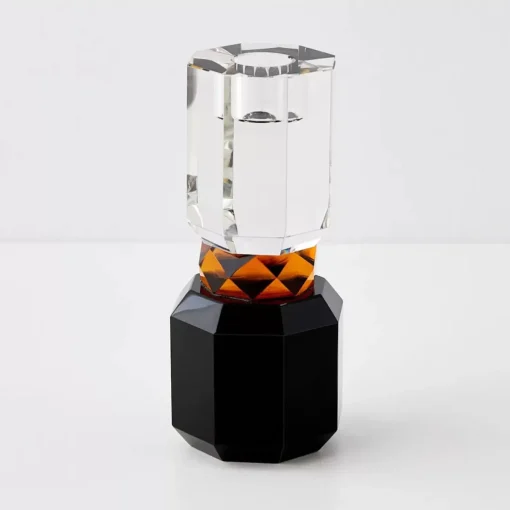 GigiandTom Brilliant Crystal Taper Candle Holder Clear Black