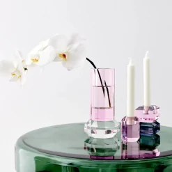 GigiandTom Briolette Crystal Taper Candle Holder Pink