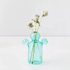 GigiandTom Cactus Medium Coloured Glass Vase Teal