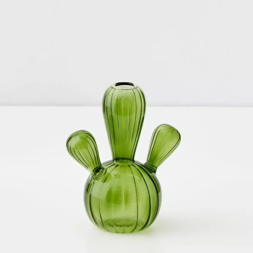 GigiandTom Cactus Small Coloured Glass Vase Green