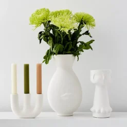 GigiandTom Candelabra Ceramic Taper Candle Holder White
