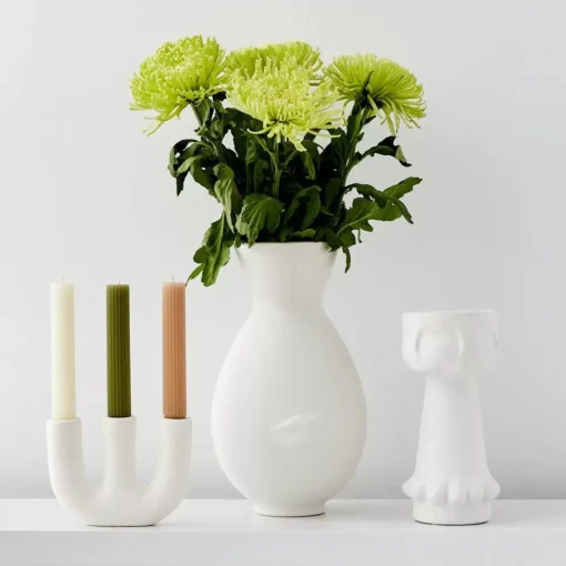 GigiandTom Candelabra Ceramic Taper Candle Holder White