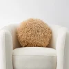 GigiandTom Carmela Faux Fur Circular Accent Cushion Tan
