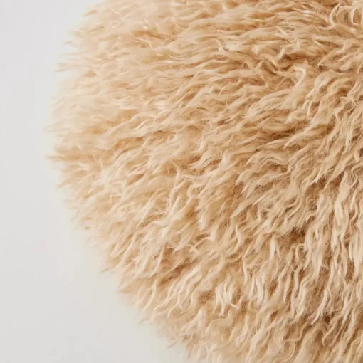 GigiandTom Carmela Faux Fur Circular Accent Cushion Tan