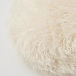GigiandTom Carmela Faux Fur Circular Accent Cushion Ivory