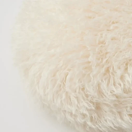 GigiandTom Carmela Faux Fur Circular Accent Cushion Ivory