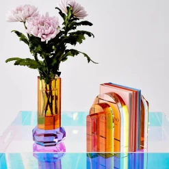 GigiandTom Cushion Crystal Cut Coloured Vase Amber