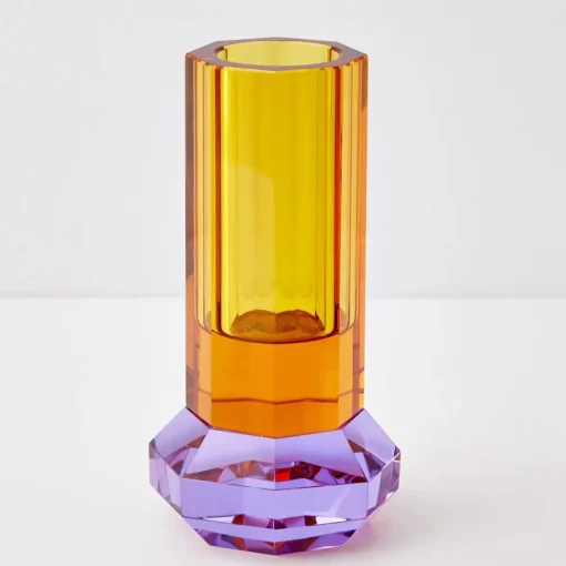 GigiandTom Cushion Crystal Cut Coloured Vase Amber