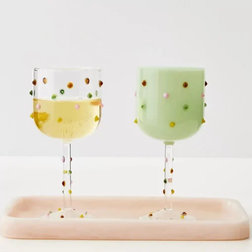 GigiandTom Dotted Wine Glass Green