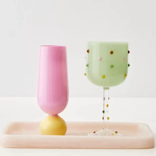GigiandTom Dotted Wine Glass Green