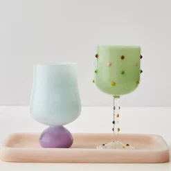 GigiandTom Dotted Wine Glass Green