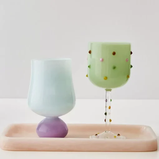GigiandTom Dotted Wine Glass Green