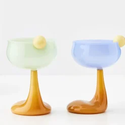 GigiandTom Droplet Cocktail Glass Green