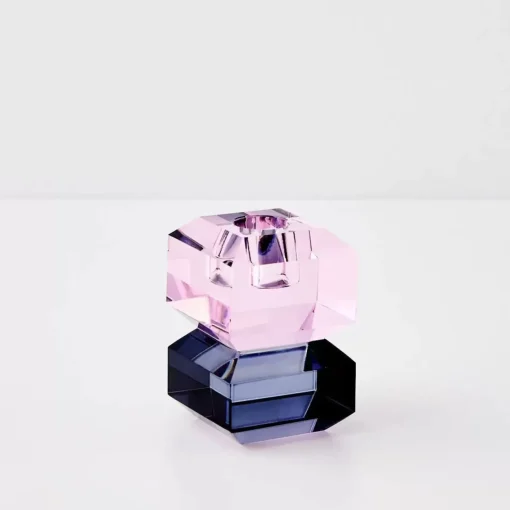GigiandTom Edgy Crystal Taper Candle Holder Smoke Pink