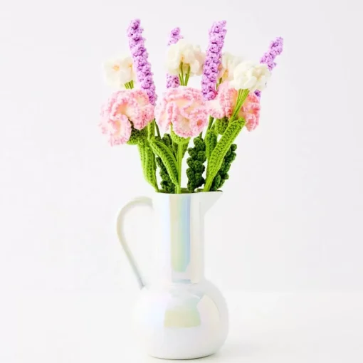 GigiandTom Freesia Hand Knitted Crochet Flower Pink