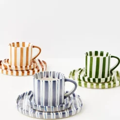 GigiandTom Hand Painted Coffee Cup And Plate Green