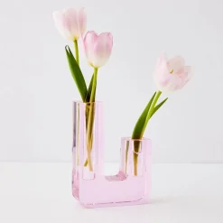GigiandTom Infinity Crystal Cut Coloured Vase Pink