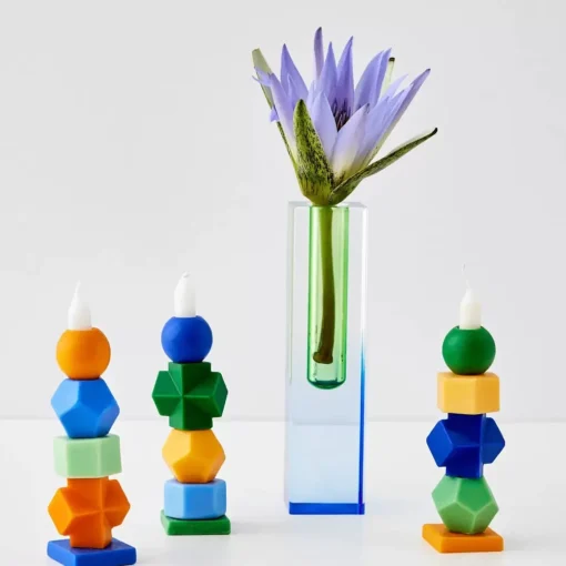 GigiandTom Kaleidoscope Ombre Acrylic Vase Navy/Green