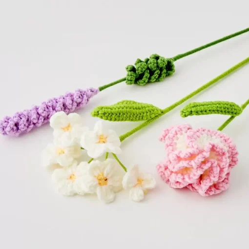 GigiandTom Lavender Hand Knitted Crochet Flower Purple