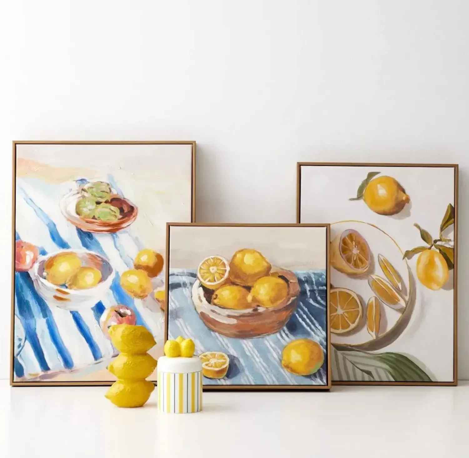 GigiandTom Lemon Slices Framed Canvas Oil Painting