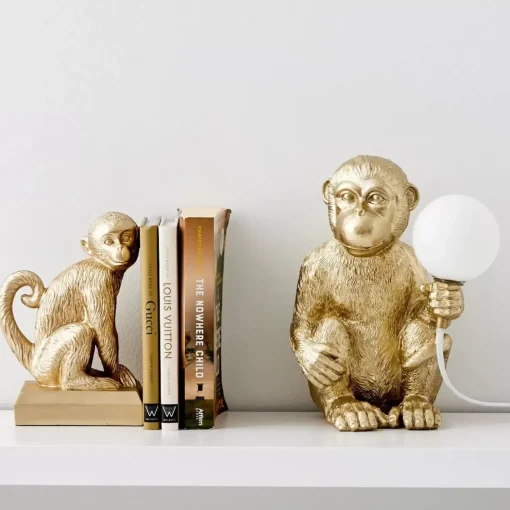GigiandTom Monkey Resin Bookend Duo Gold