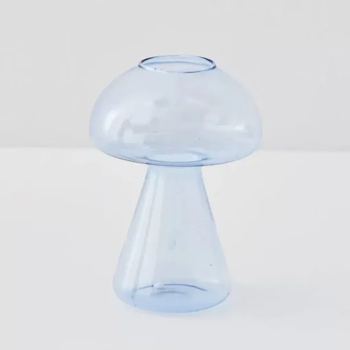 GigiandTom Mushroom Bud Glass Vase Blue