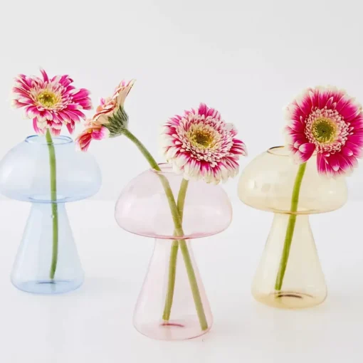 GigiandTom Mushroom Bud Glass Vase Blue