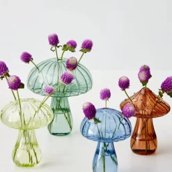 GigiandTom Mushroom Coloured Glass Vase Blue