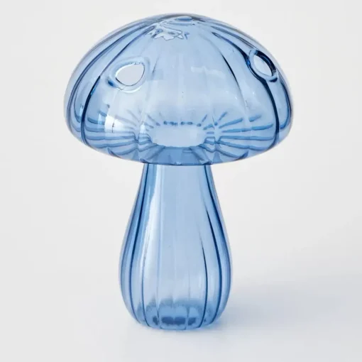 GigiandTom Mushroom Coloured Glass Vase Blue