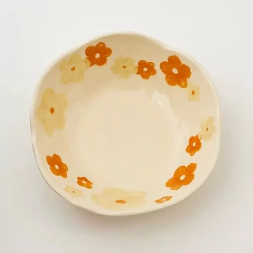 GigiandTom Painted Blooms Ceramic Bowl Orange