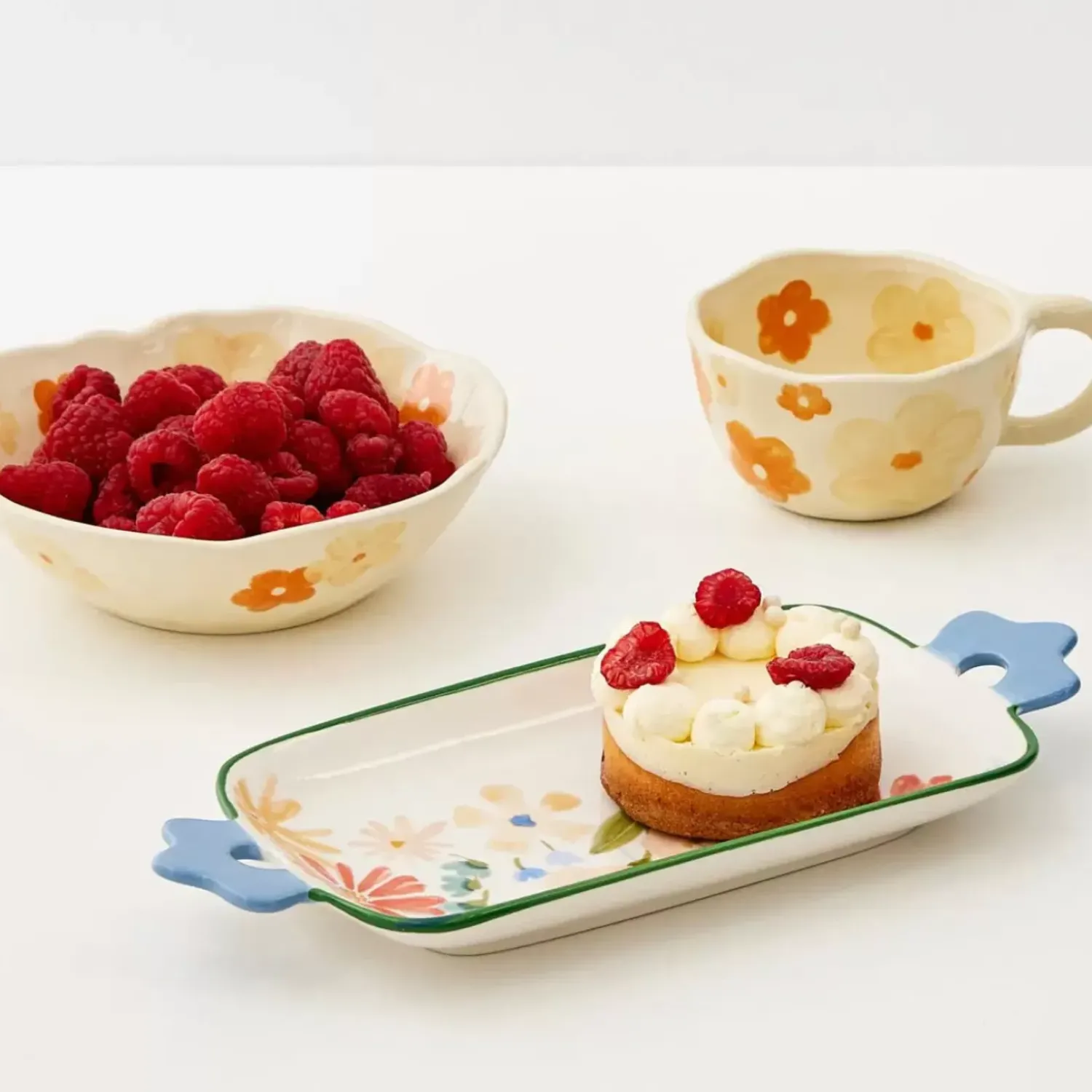 GigiandTom Painted Blooms Ceramic Mug Orange