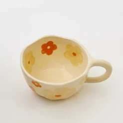 GigiandTom Painted Blooms Ceramic Mug Orange
