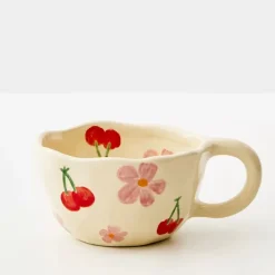 GigiandTom Painted Cherry Ceramic Mug Red