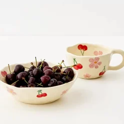 GigiandTom Painted Cherry Ceramic Mug Red