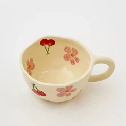 GigiandTom Painted Cherry Ceramic Mug Red