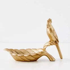 GigiandTom Penny The Parrot Resin Decorative Tray Gold