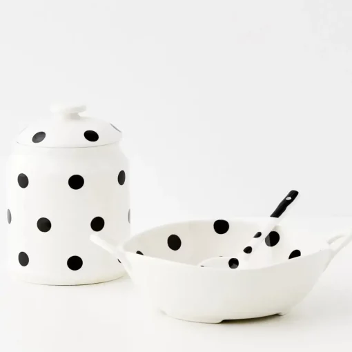 GigiandTom Polka Dot Ceramic Canister White