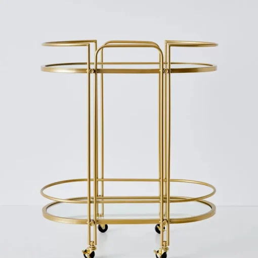 GigiandTom Retro Two-Tier Metal Bar Cart Gold