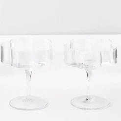 GigiandTom Ribbed Flower Champagne Glass Set Of 2