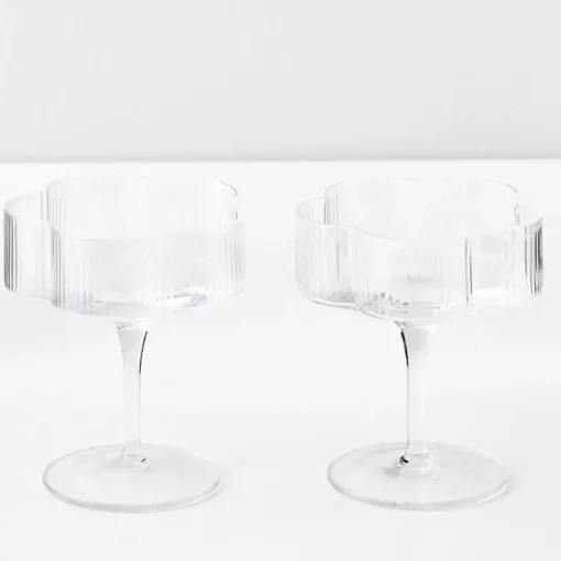 GigiandTom Ribbed Flower Champagne Glass Set Of 2