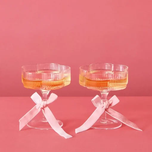 GigiandTom Ribbed Flower Champagne Glass Set Of 2