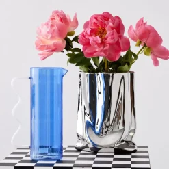 GigiandTom Ribbed Glass Jug Blue
