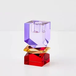 GigiandTom Technicolour Crystal Taper Candle Holder Purple Red