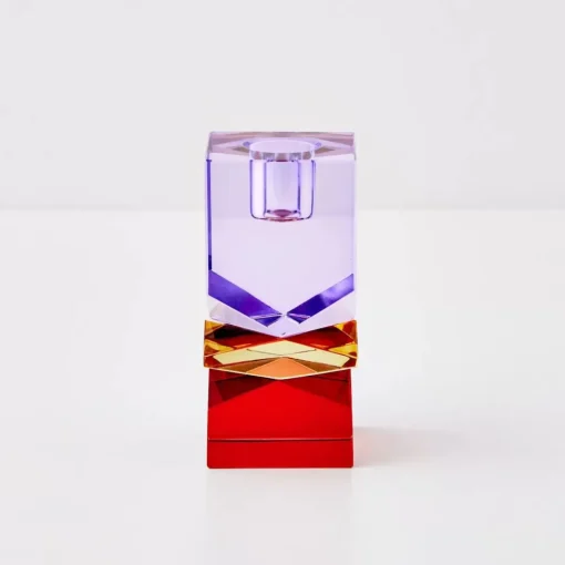 GigiandTom Technicolour Crystal Taper Candle Holder Purple Red