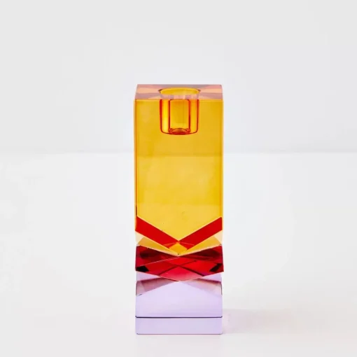 GigiandTom Technicolour Crystal Taper Candle Holder Amber Purple