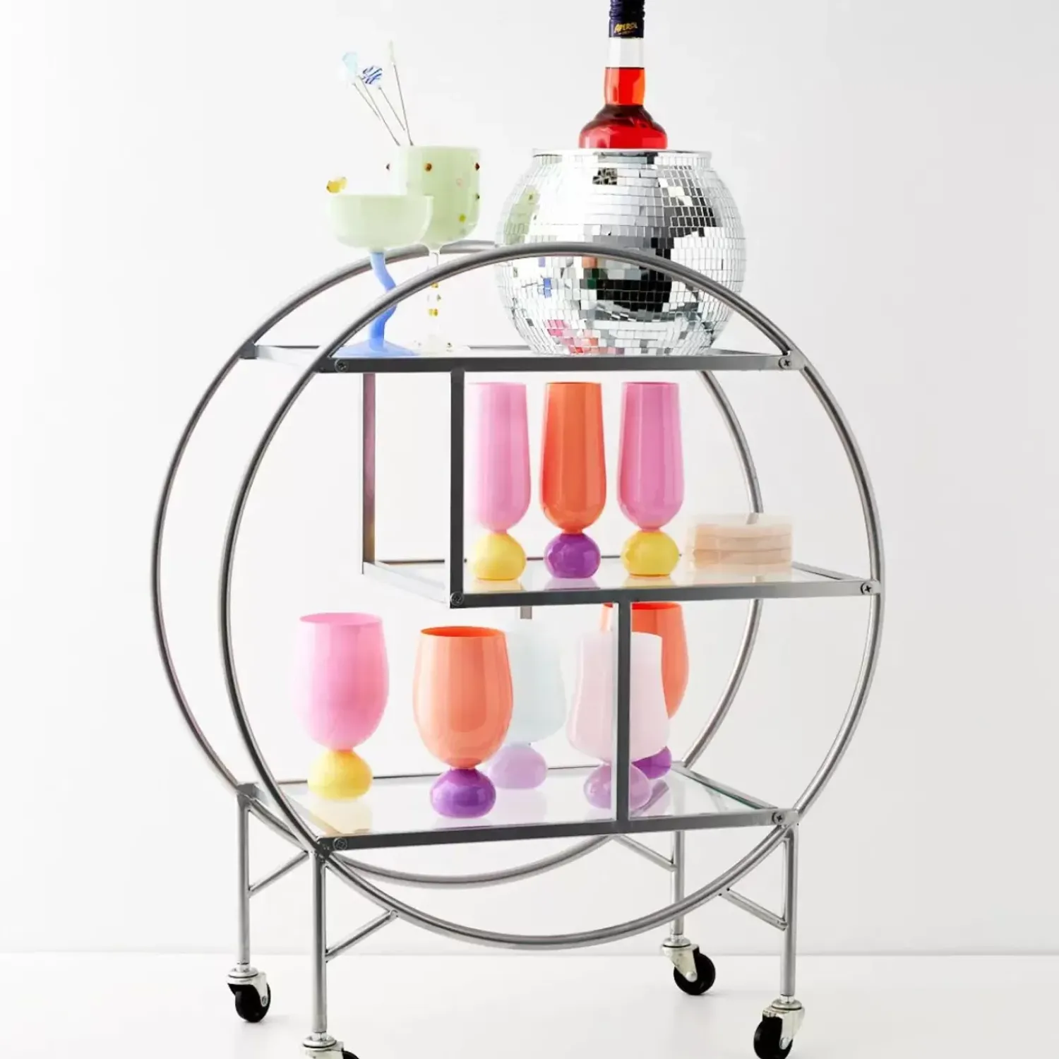 GigiandTom Vintage Style Bar Cart Silver
